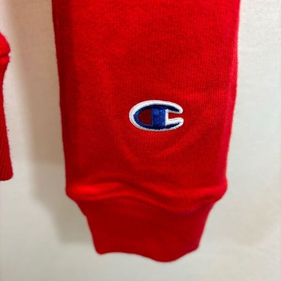 Ladies Champion Reverse Weave Red Plain Front Hoodie Sweatshirt Size Small - Picture 8 of 10